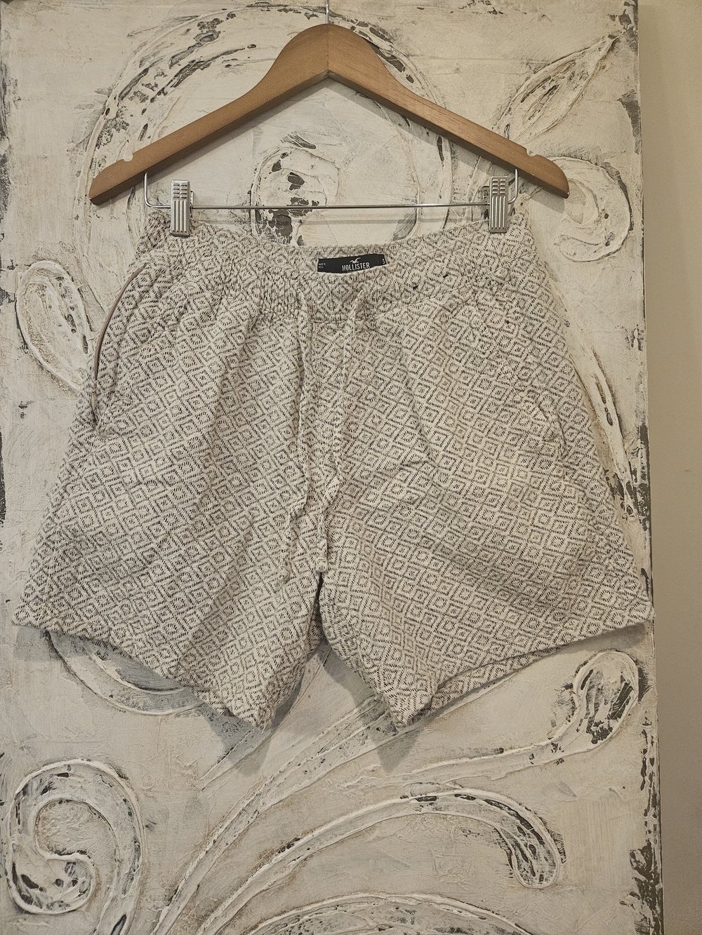 Hollister Men's Cream Patterned Casual Shorts
